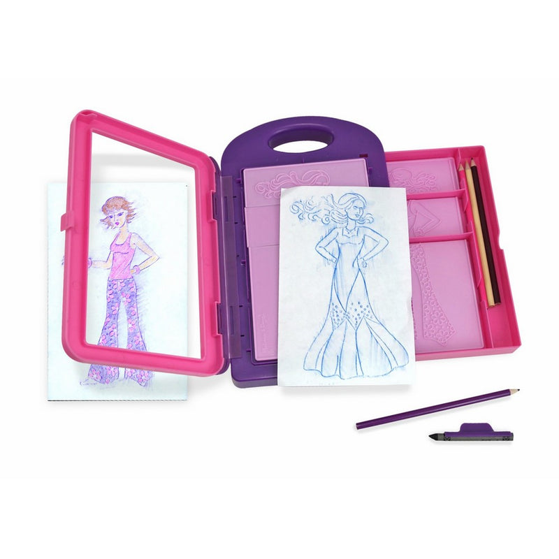 Melissa & Doug Fashion Design Art Activity Kit - 9 Double-Sided Rubbing Plates, 4 Pencils, Crayon