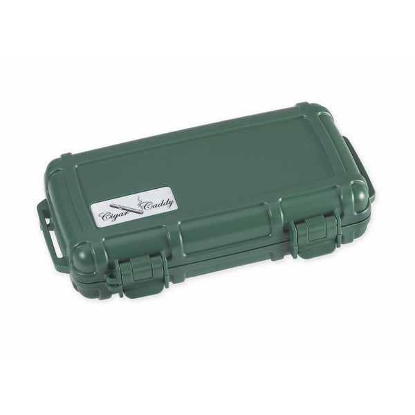 Cigar Caddy 3400 Green 5 Cigar Waterproof Travel Humidor, Country Club Green