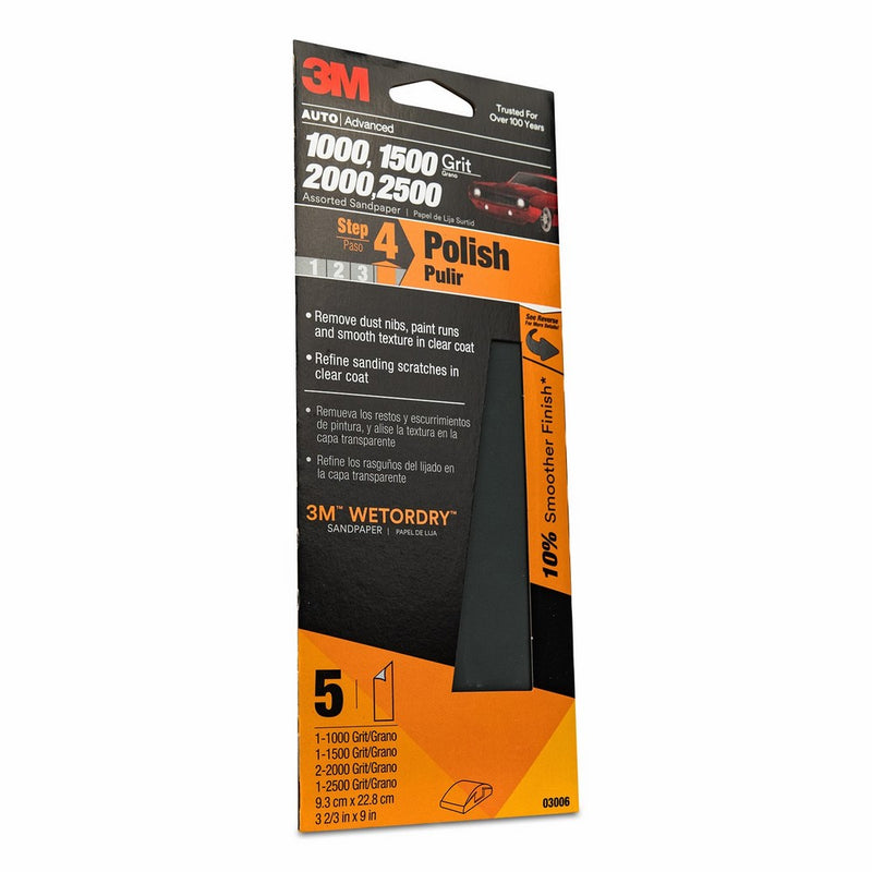3M TM Wetordry(TM) Sandpaper, 03006, 3-2/3 in x 9 in, Assorted