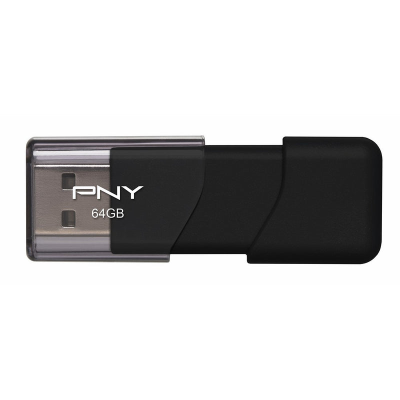 PNY Attache USB 2.0 Flash Drive, 64GB/ BLACK (P-FD64GATT03-GE)