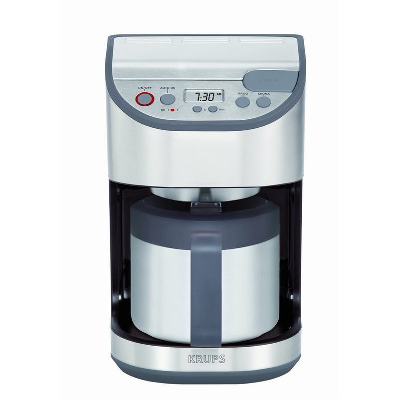 KRUPS KT611 Precision Programmable Thermal Carafe Coffee Maker Machine with Stainless Steel Housing, 10-Cup, Silver