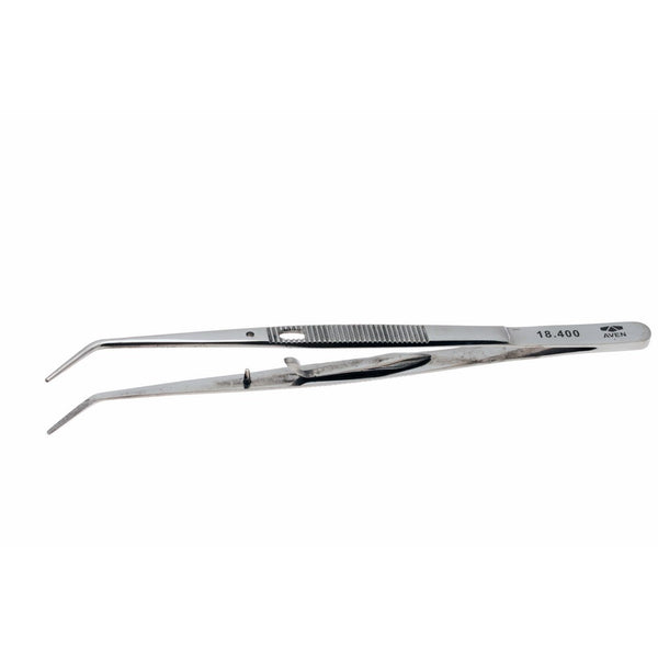 Aven 18400 Curved Serrated Tweezers with Lock, Stainless Steel, 6" Length, 1-5/8 Tip Length