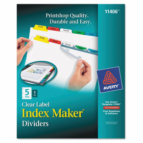 Avery Index Maker Clear Label Dividers, 5-Tabs, 1 Set (11406)