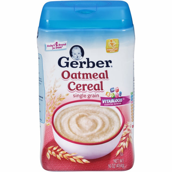 Gerber Single-Grain Oatmeal Baby Cereal, 16 Ounce (Pack of 6)