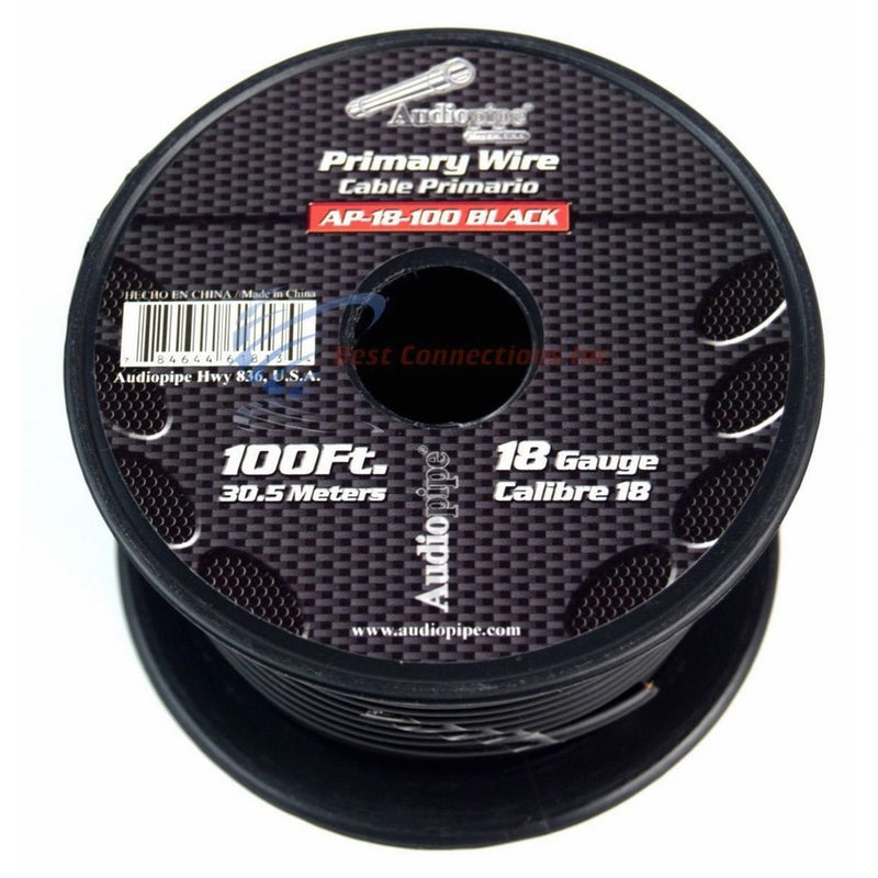 Audiopipe 18 Gauge 100 Feet Primary/Remote Wire - Black