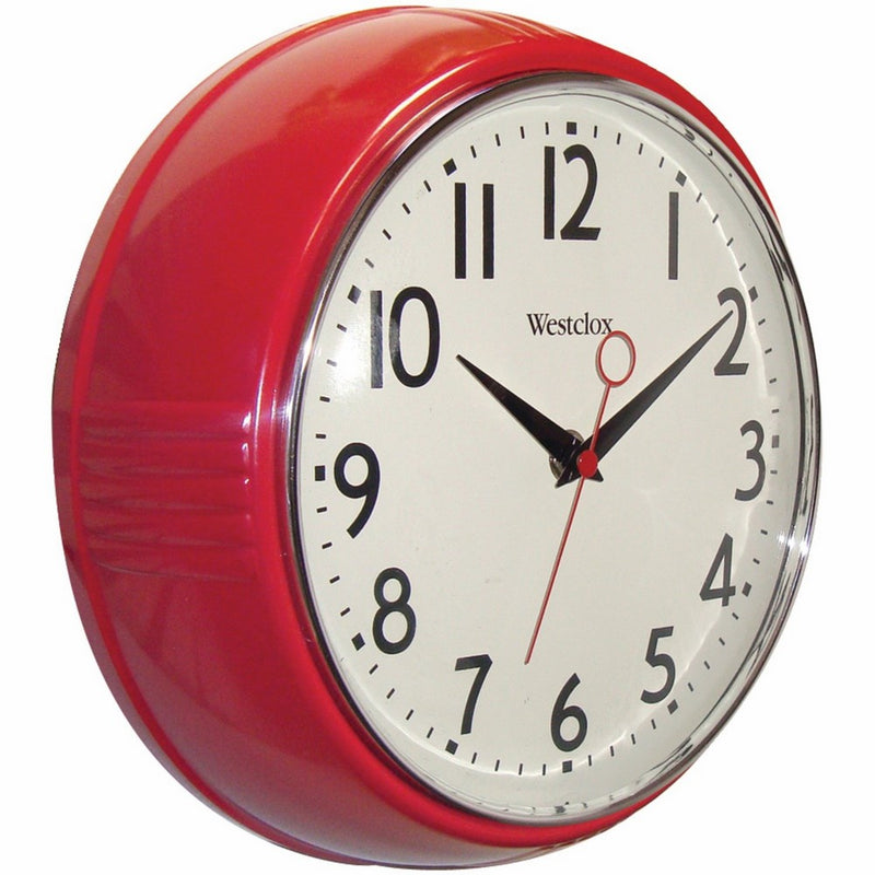 Westclox 32042R Retro 1950 Kitchen Wall Clock, 9.5-Inch, Red