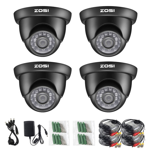 ZOSI 4 Pack 1/3 1000TVL 960H High Resolution Security Surveillance Cctv Camera Kit Hd Had Ir Cut 3.6mm Lens Outdoor Dome Weatherproof