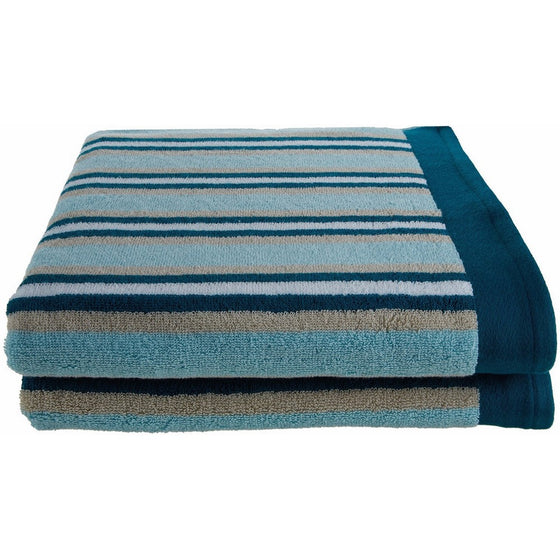 Superior Collection Luxurious Stripes 100% Premium Combed Cotton 2-Piece Bath Sheet Set, Seafoam