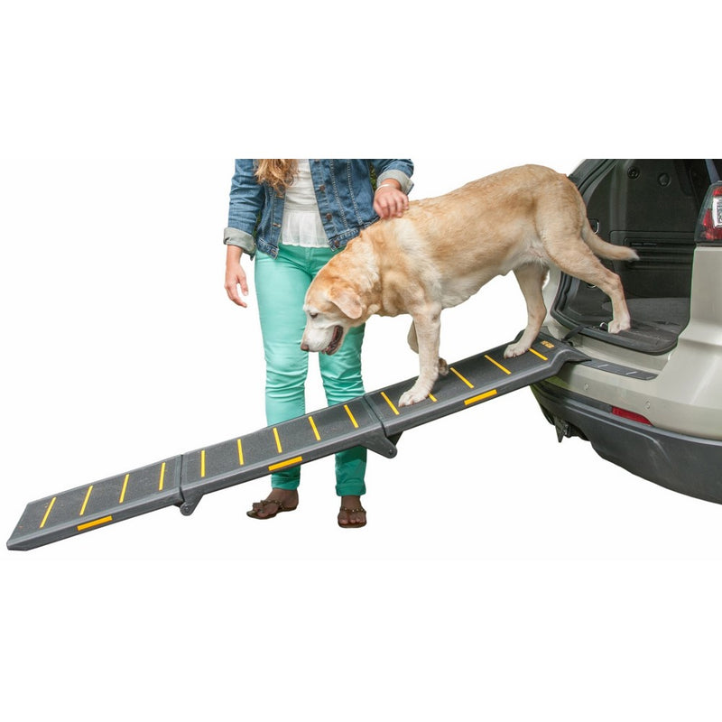 Pet Gear Tri-Fold Ramp 71 Inch Long Extra Wide Portable Pet Ramp for Dogs/Cats up to 200lbs, Patented Compact/Easy Fold with Safety Tether