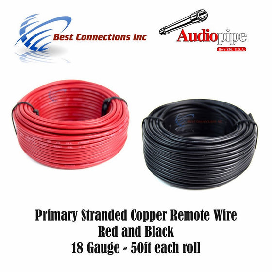 18 GAUGE WIRE RED BLACK POWER GROUND 50 FT EACH PRIMARY STRANDED COPPER CLAD