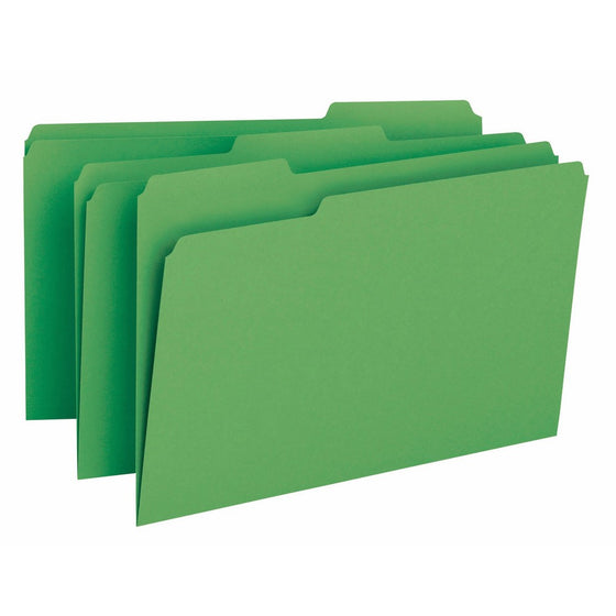 Smead File Folder, 1/3-Cut Tab, Legal Size, Green, 100 per Box (17143)