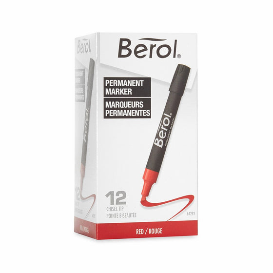 Eberhard Faber,Berol 3000 Chisel-Tip Permanent Markers, Red, Pack Of 12