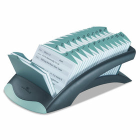 Durable 241201 TELINDEX Desk Address Card File, Holds 500 4 1/8 x 2 7/8 Cards, Graphite/Black