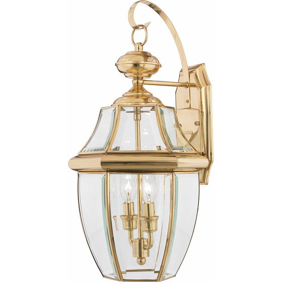 Quoizel NY8317B Newbury 2-Light Outdoor Lantern, Polished Brass