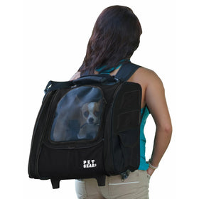 Pet Gear I-GO2 Roller Backpack, Travel Carrier, Car Seat for Cats/Dogs, Mesh Ventilation, Included Tether, Telescoping Handle, Storage Pouch