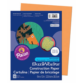 Pacon SunWorks Construction Paper, 9" x 12", 50-Count, Yellow Orange (8503)