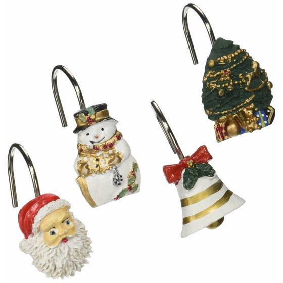 Carnation Home Fashions "Christmas Time" Set of 12 Shower Curtain Hooks