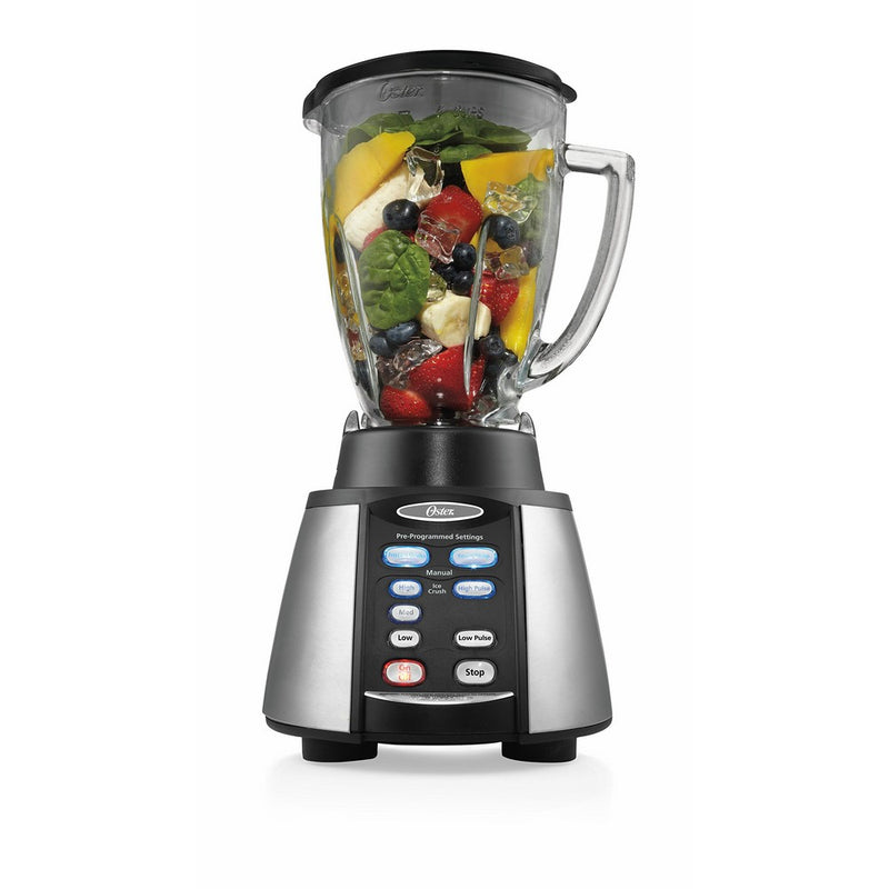 Oster Reverse Crush Counterforms Blender, with 6-Cup Glass Jar, 7-Speed Settings and Brushed Stainless Steel/Black Finish