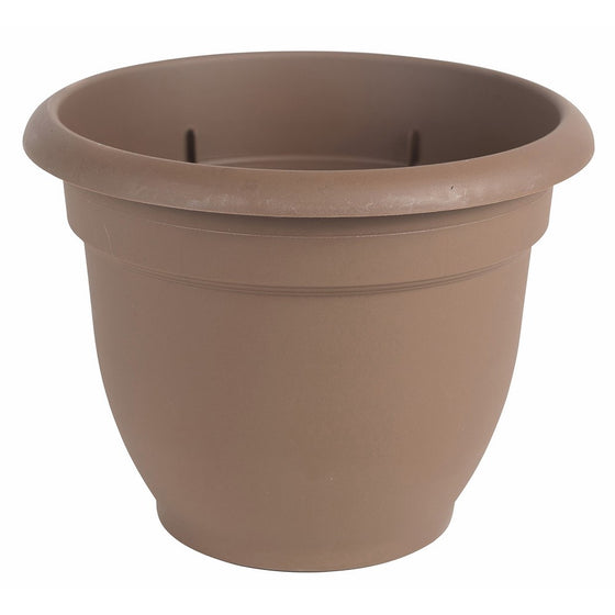 Bloem Fiskars 8 Inch Ariana Planter with Self-Watering Grid, Chocolate