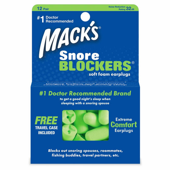 Macks Snore Blockers Soft Foam Earplugs, 12-Pair (Pack of 2)