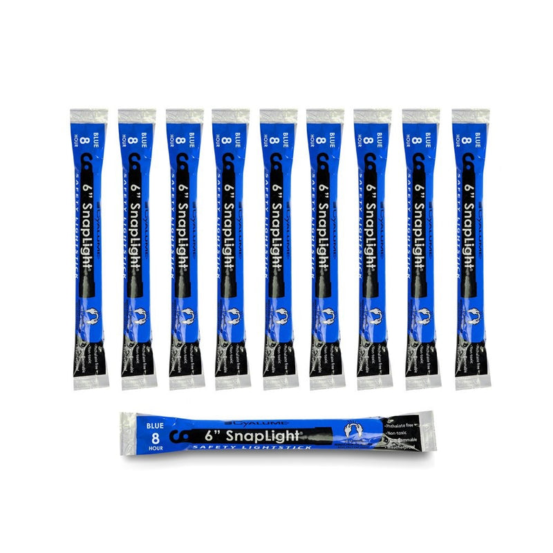 Cyalume SnapLight Blue Glow Sticks – 6 Inch Industrial Grade, Ultra Bright Light Sticks with 8 Hour Duration (Pack of 10)