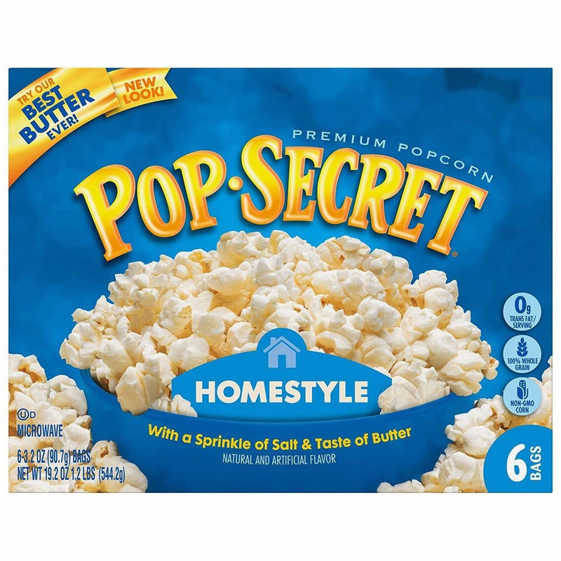 Pop Secret Microwave Popcorn, Homestyle, 6 Count Box (19.2 Ounces)