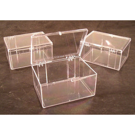 Lot of 3 Crystal Clear Hinged Plastic Trading Card Storage Boxes (100-ct) - Made in the U.S.A.