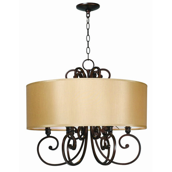 World Imports 533327 3526-29 Rue Maison Collection 6-Light Chandelier, 25" x 22", Euro Bronze