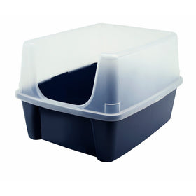 IRIS Open-Top Cat Litter Box with Clear High-Shield without Scoop, Navy