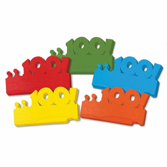 Chenille Kraft 100 Days Paper Crowns, 5 Colors, 25-Piece