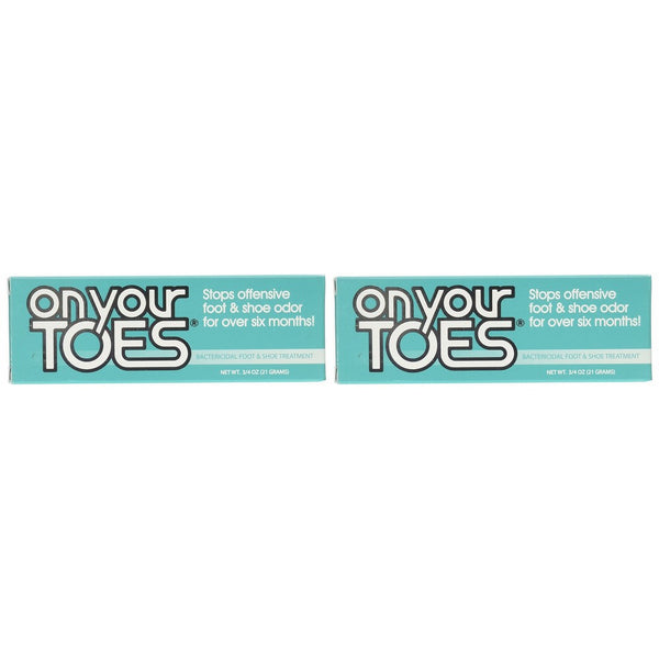 On Your Toes Foot Bactericide Powder Net Wt. 3/4 oz(21 grams)- Eliminates Foot Odor for Six Months - Two Pack