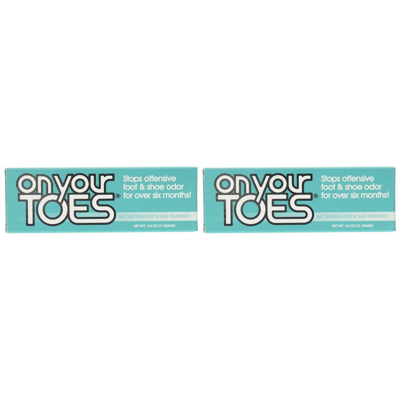 On Your Toes Foot Bactericide Powder Net Wt. 3/4 oz(21 grams)- Eliminates Foot Odor for Six Months - Two Pack