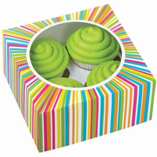 Wilton 415-0814 3/Pack 4 Cavity Color Wheel Cupcake Box