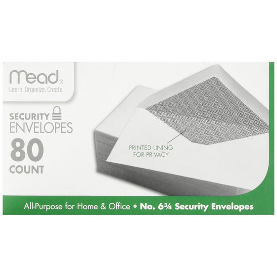 MeadWestvaco 75212 3-5/8" X 6-1/2" #6-3/4 Security Envelopes 80 Count