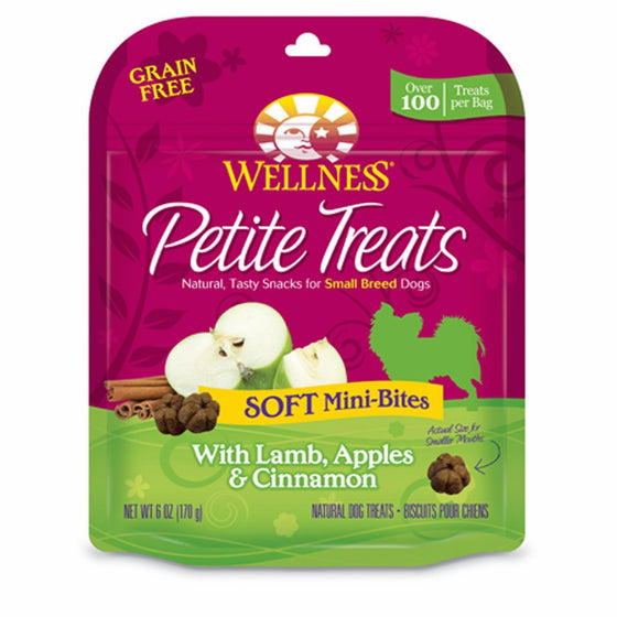 Wellness Petite Treats Small Breed Soft Natural Grain Free Dog Treats, Lamb & Apples, 6-Ounce Bag