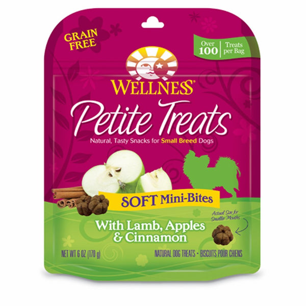 Wellness Petite Treats Small Breed Soft Natural Grain Free Dog Treats, Lamb & Apples, 6-Ounce Bag