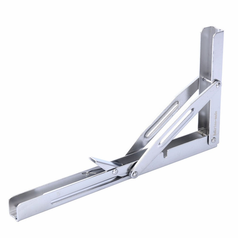 Amarine-made Heavy Duty Polished Stainless Steel Folding Shelf Bench Table Folding Shelf or Bracket, Max Load: 550lb/250kg, Short Release Arm