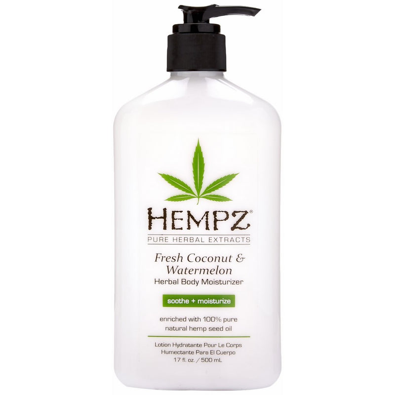 Hempz Natural Herbal Body Moisturizer: Fresh Coconut & Watermelon Moisturizing Skin Lotion, 17 oz