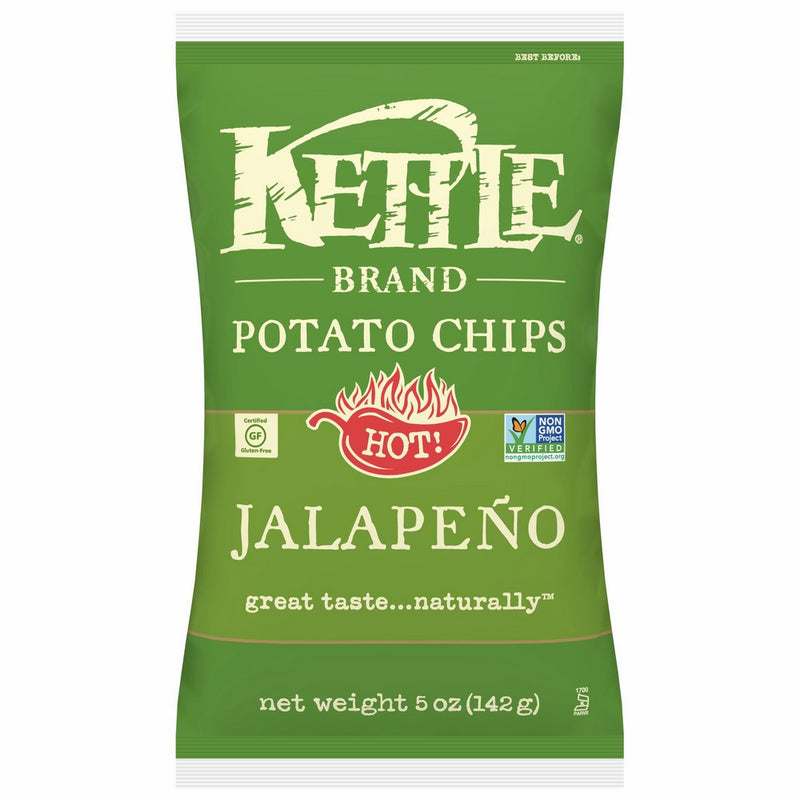 Kettle Brand Potato Chips, Jalapeno, 5 Ounce Bags (Pack of 8)