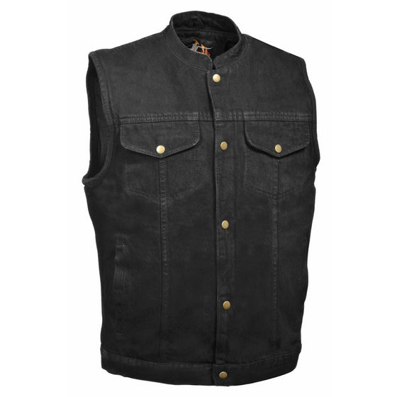 Milwaukee Leather MILWAUKEE PERFORMANCE Men's Denim Club Style Vest (Black, Large)
