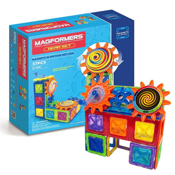 Magformers Magnets in Motion Set (37-pieces) Magnetic Building Blocks, Educational Magnetic Tiles Kit, Magnetic Construction STEM gear science Toy Set