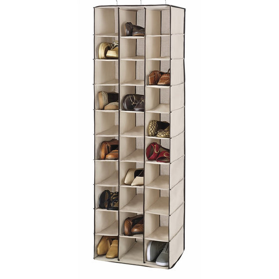 Whitmor Hanging Shoe Shelves - 30 Section - Closet Organizer - Canvas