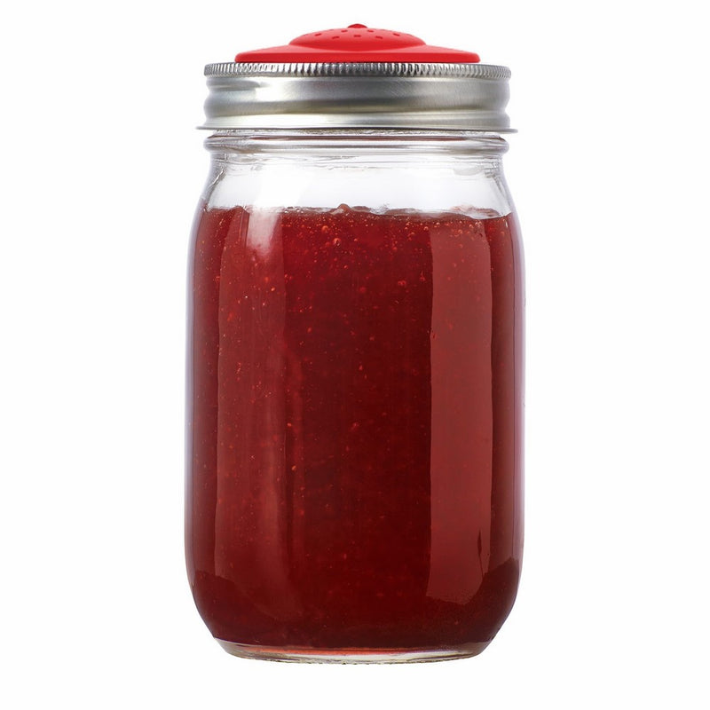 Jarware 82633 Strawberry Jelly/Jam Lids for Regular Mouth Mason Jars, Set of 4