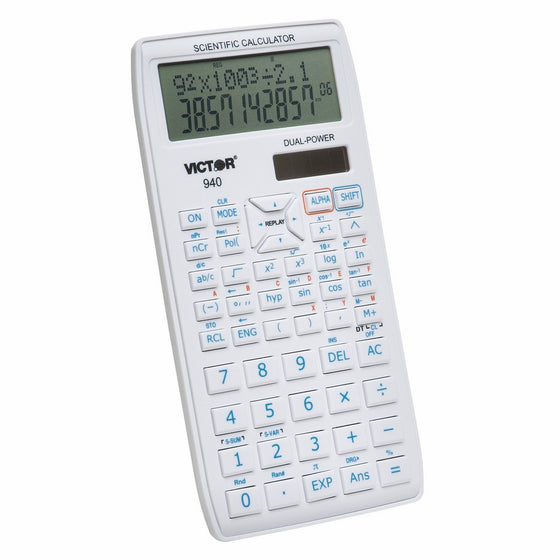 Victor 940 10 Digit Advanced Scientific Calculator with 2 Line Display, White