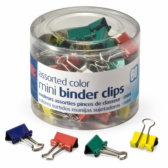 OfficemateOIC Mini Binder Clips, Assorted Colors, 60 Clips per Tub (31024)