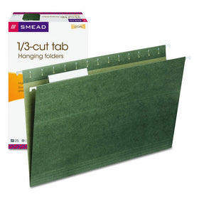 Smead Hanging File Folder with Tab, 1/3-Cut Adjustable Tab, Legal Size, Standard Green, 25 per Box (64135)