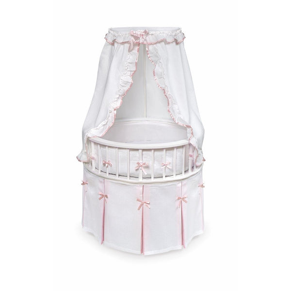 Badger Basket Elegance Round Baby Bassinet, White/Pink