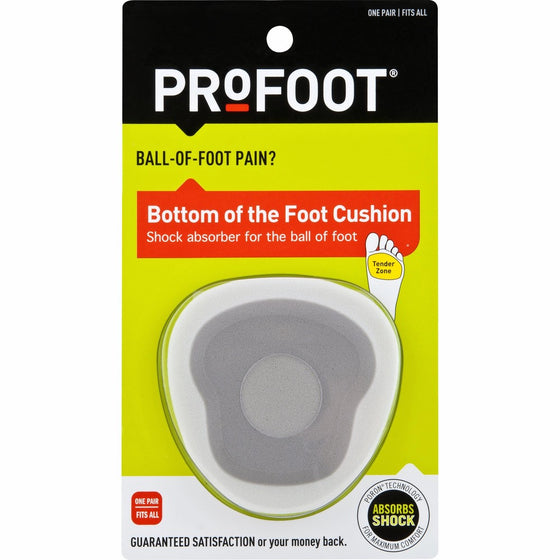 PROFOOT, Bottom of the Foot Cushion, 1 Pair, Ball of Foot Cushion Provides Padding to Metatarsals, Avoid Callouses, Helps Reduce Pain in the Forefoot, Try for Relief from Neuroma, Good for High Heels