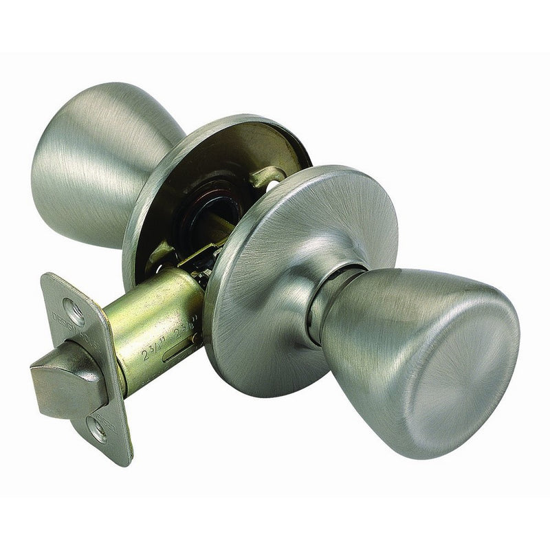 Design House 781914 Tulip 2-Way Latch Passage Door Knob, Adjustable Backset, Satin Nickel Finish
