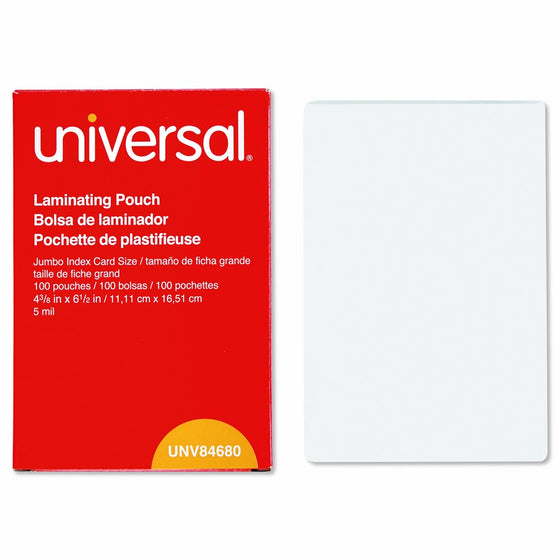 Universal 84680 Clear Laminating Pouches, 5 mil, 4 3/8 x 6 1/2, Photo Size (Box of 100)